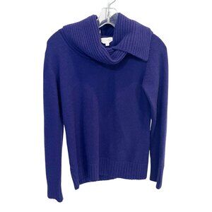 TSE Purple Cashmere Pullover Sweater Foldover Collar Shawl - Size Medium